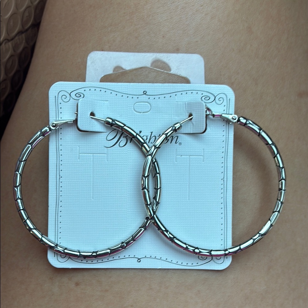 Silver Hoop Earrings by Brighton LARGE